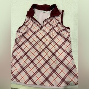 Lady Hagen Burgundy and Pink Argyle Sleeveless Top